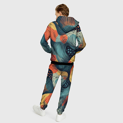 Мужской костюм Волны линиями / 3D-Черный – фото 4