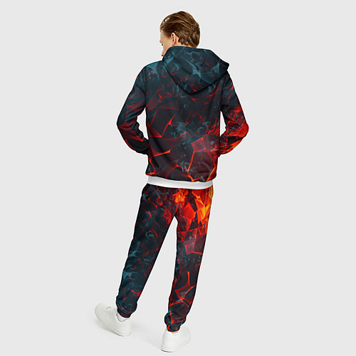 Мужской костюм Темная абстракция с разломом красных плит / 3D-Белый – фото 4