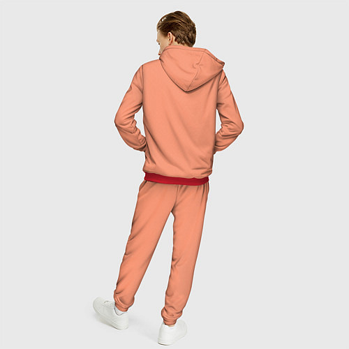 Мужской костюм Насыщенный персиковый текстурированный / 3D-Красный – фото 4