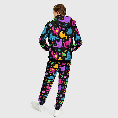 Мужской костюм Паттерн разноцветных котиков / 3D-Черный – фото 4
