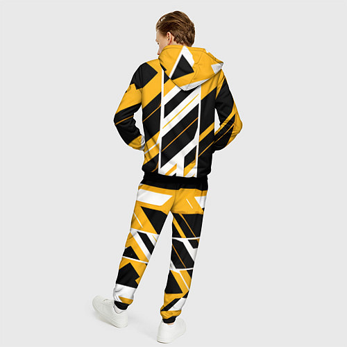 Мужской костюм Black and yellow stripes on a white background / 3D-Черный – фото 4