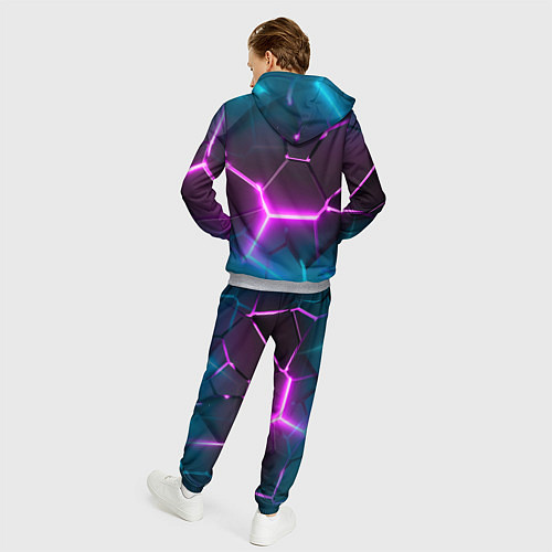 Мужской костюм Голубые и розовые неоновые плиты в разломе / 3D-Меланж – фото 4