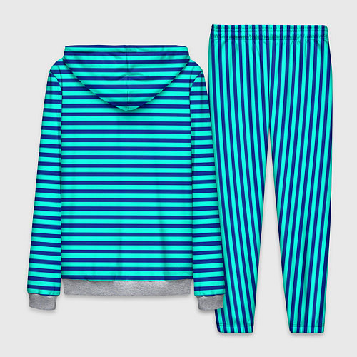 Мужской костюм Сине-бирюзовый в полоску тельняшка / 3D-Меланж – фото 2