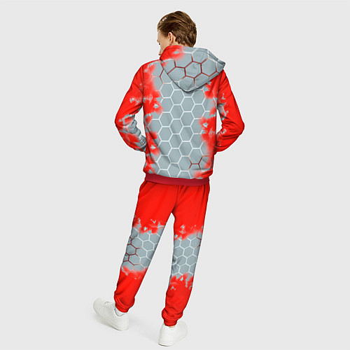 Мужской костюм Россия абстрактные соты / 3D-Красный – фото 4