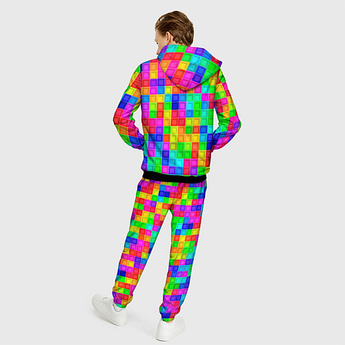 Мужской костюм Разноцветные квадратные плитки / 3D-Черный – фото 4
