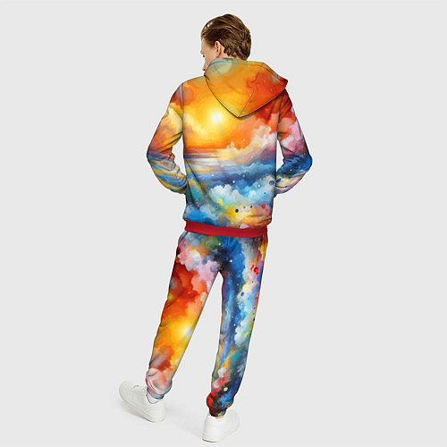 Мужской костюм Закат солнца - разноцветные облака / 3D-Красный – фото 4