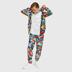 Костюм мужской Геометрический паттерн с котятами - нейросеть, цвет: 3D-красный — фото 2