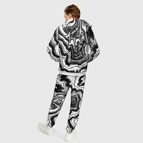 Мужской костюм Черно-белая абстракция суминагаши / 3D-Белый – фото 4
