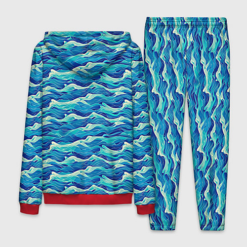 Мужской костюм Абстрактный волнистый узор в синих тонах / 3D-Красный – фото 2