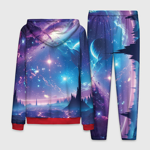 Мужской костюм Звездный город в космосе / 3D-Красный – фото 2