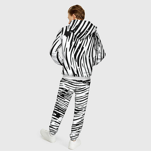 Мужской костюм Полосатый чёрно-белый под зебру / 3D-Белый – фото 4