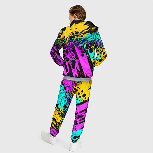 Мужской костюм Разноцветная неоновая абстракция - нейроарт / 3D-Меланж – фото 4
