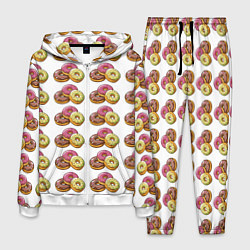 Костюм мужской Пончики-фастфуд паттерн, цвет: 3D-белый