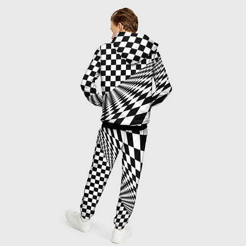 Мужской костюм Шахматная психоделика иллюзия / 3D-Черный – фото 4