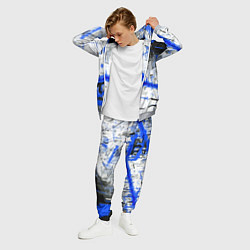Костюм мужской Сине-белая абстракция на чёрном фоне, цвет: 3D-меланж — фото 2