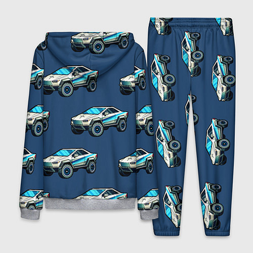 Мужской костюм Тесла киберпанк паттерн с машинками / 3D-Меланж – фото 2