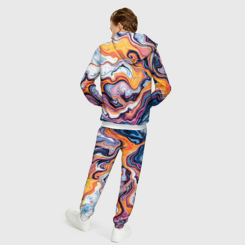 Мужской костюм Жидкие разноцветные краски / 3D-Белый – фото 4