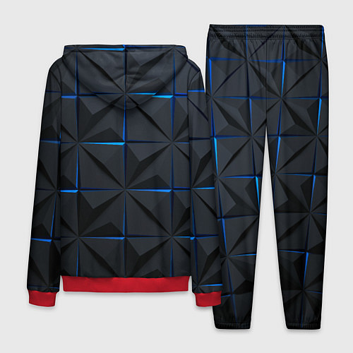 Мужской костюм Квадратная геометрия с синей подсветкой / 3D-Красный – фото 2
