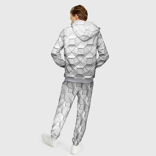 Мужской костюм Бело серая геометрия / 3D-Меланж – фото 4