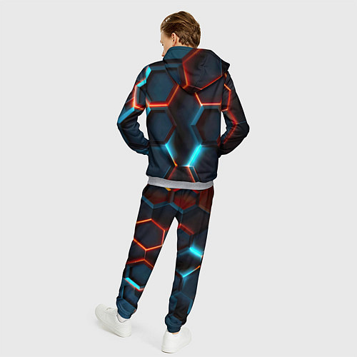 Мужской костюм Неоновые темно синие соты / 3D-Меланж – фото 4