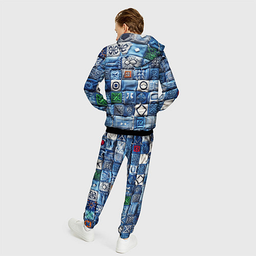 Мужской костюм Геймерский пиксельный пэчворк / 3D-Черный – фото 4