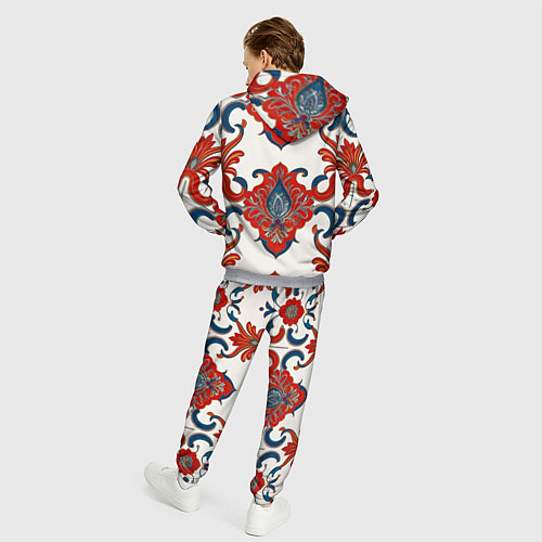 Мужской костюм Узор красно-синий на белом фоне / 3D-Меланж – фото 4