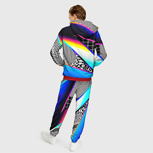 Мужской костюм Neon stripes geometry / 3D-Красный – фото 4