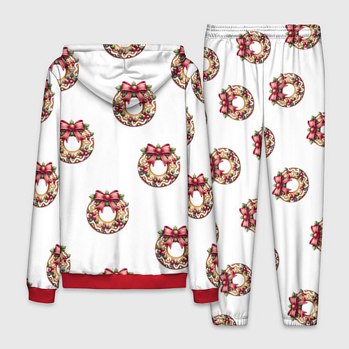 Мужской костюм Много новогодних пончиков с бантиком и ягодами / 3D-Красный – фото 2