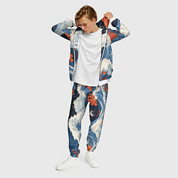 Костюм мужской Япония волны алые цветы, цвет: 3D-белый — фото 2