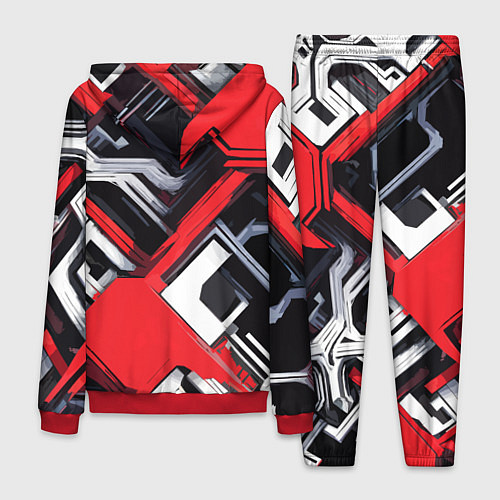 Мужской костюм Красно-белый техно паттерн / 3D-Красный – фото 2