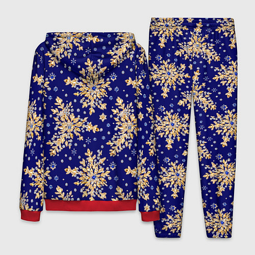 Мужской костюм Золотые снежинки на синем шелке / 3D-Красный – фото 2