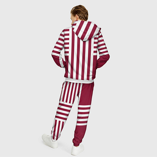 Мужской костюм Бело красный узор в полоску / 3D-Белый – фото 4
