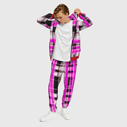 Костюм мужской Белые полосы на чёрно-розовом фоне, цвет: 3D-красный — фото 2