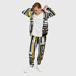 Костюм мужской Жёлто-белые технологические линии на чёрном фоне, цвет: 3D-черный — фото 2