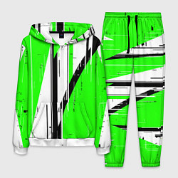 Мужской костюм Black and white vertical stripes on a green backgr