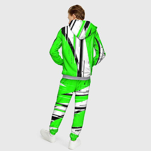 Мужской костюм Black and white vertical stripes on a green backgr / 3D-Меланж – фото 4