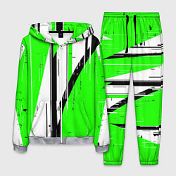 Мужской костюм Black and white vertical stripes on a green backgr