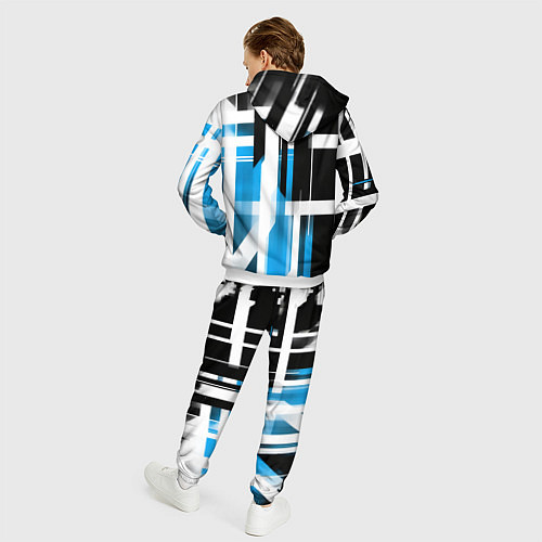 Мужской костюм Чёрно-синие вертикальные и горизонтальные полосы н / 3D-Белый – фото 4