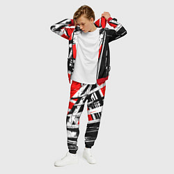 Костюм мужской Чёрно-белые абстрактные линии на красном фоне, цвет: 3D-красный — фото 2