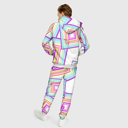 Мужской костюм Абстрактные квадраты / 3D-Белый – фото 4
