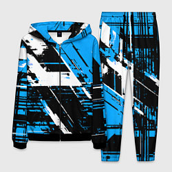 Мужской костюм Diagonal black and white stripes on a blue backgro