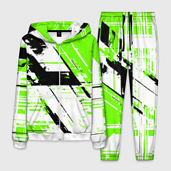 Мужской костюм Diagonal black and green stripes on a white backgr