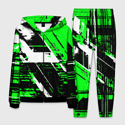 Мужской костюм Diagonal black and white stripes on a green backgr