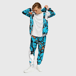 Костюм мужской Оранжево-голубая абстракция на белом фоне, цвет: 3D-меланж — фото 2