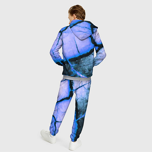Мужской костюм Трещины на абстрактном синем фоне / 3D-Меланж – фото 4