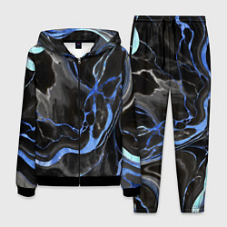 Мужской костюм Синие флюиды на чёрном фоне