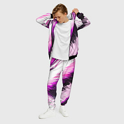 Костюм мужской Чёрно-розовые острые полосы на белом фоне, цвет: 3D-черный — фото 2