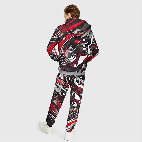 Мужской костюм Красно-белые волны / 3D-Меланж – фото 4