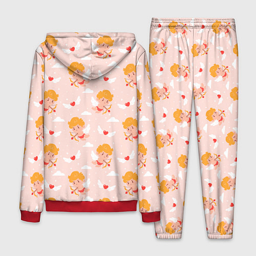 Мужской костюм Паттерн с милыми купидонами и крылатыми сердечками / 3D-Красный – фото 2