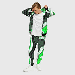 Костюм мужской Волнистые горизонтальные чёрно-зелёные полосы на б, цвет: 3D-черный — фото 2
